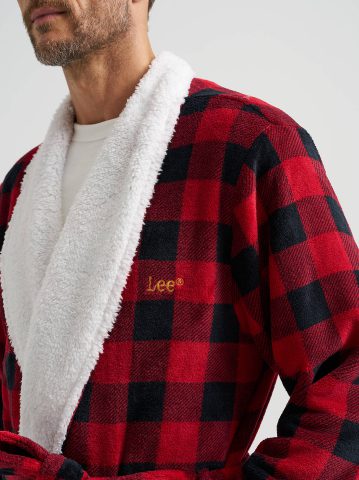 Men's Sherpa Lined Flannel Robe