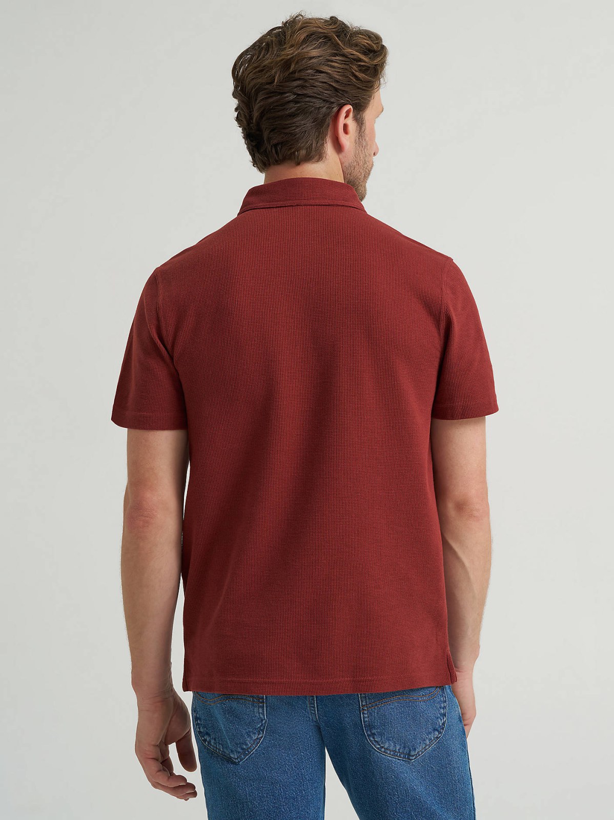 Men's Lightweight Waffle Knit Polo Shirt - view 2