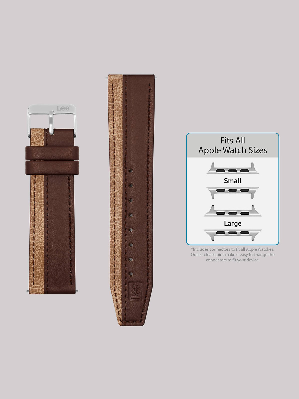 Solid with Side Stripe Vegan Leather Universal Watchband - view 5