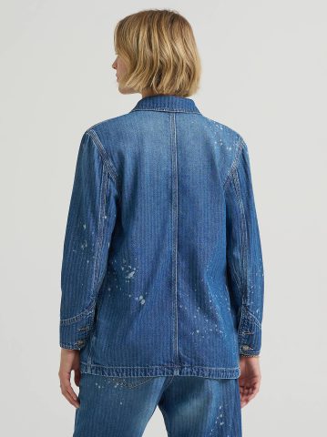 Women's Bleach Splatter Stripe Chore Jacket