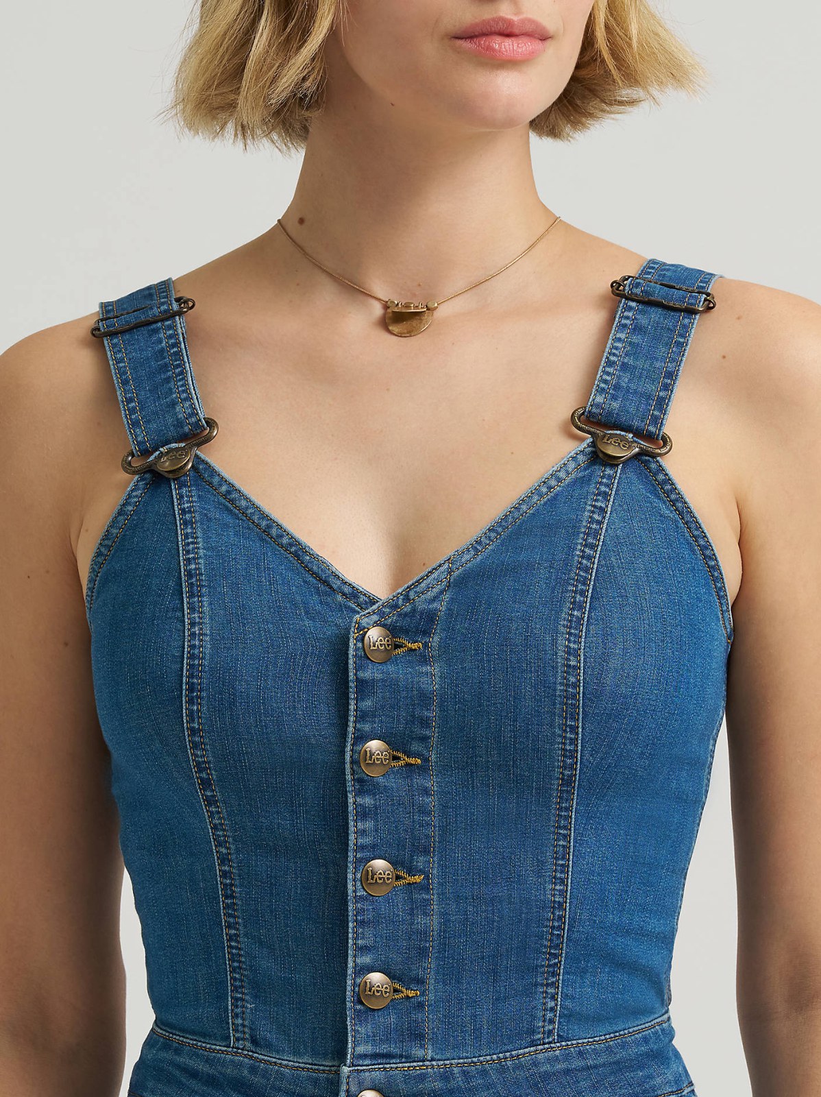 Women's Back Cut Out Denim Jumpsuit - view 5