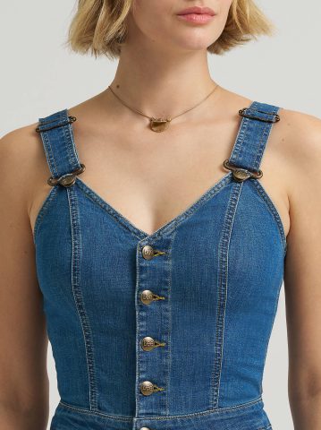 Women's Back Cut Out Denim Jumpsuit