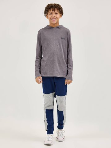 Boy's Oil Wash Hooded Jersey Logo Tee