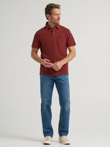 Men's Lightweight Waffle Knit Polo Shirt