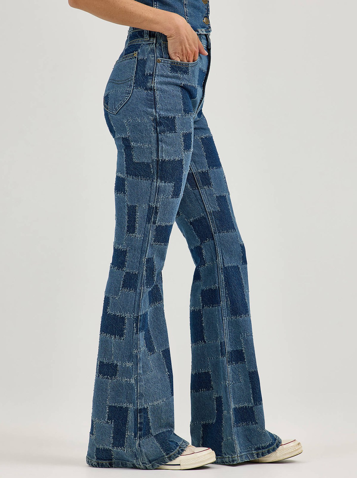 Women's High Rise Patchwork Flare Jean - view 4