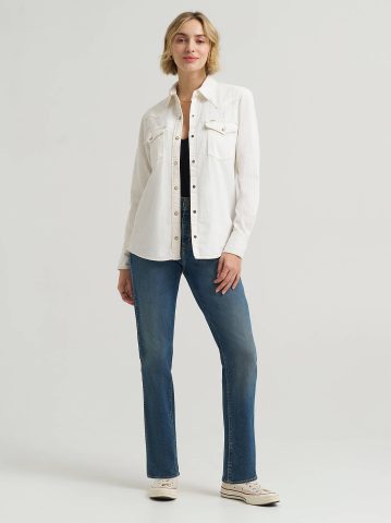 Women's Solid Western Snap Front Shirt