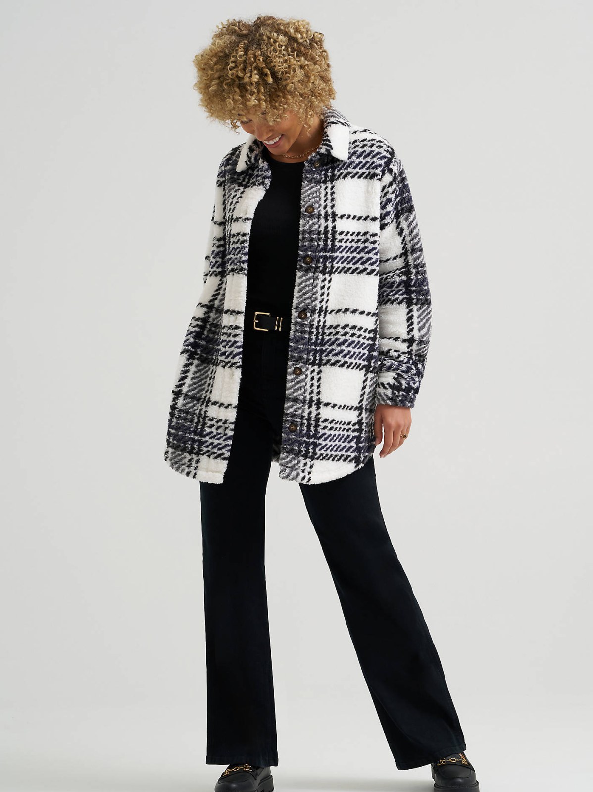 Women's Plaid Sherpa Shacket - view 4