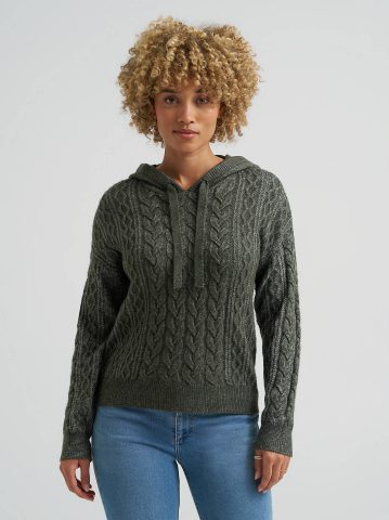 Women's Cable Knit Hooded Sweater Women's Cable Knit Hooded Sweater