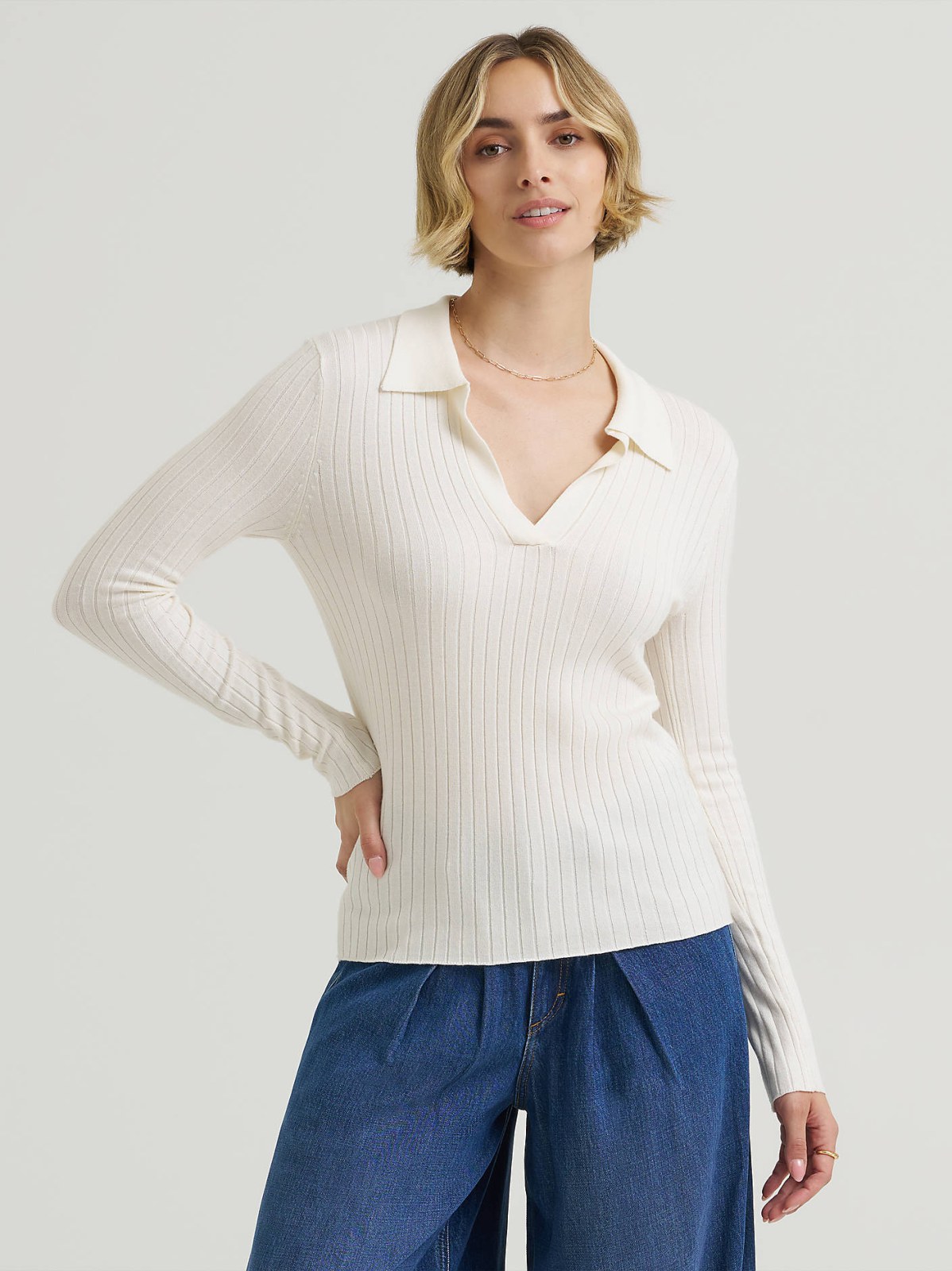Women's Plaited Polo Sweater - view 2