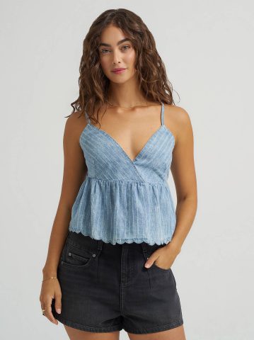 Women's Cross Back Peplum Cami Top