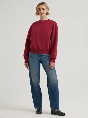 Women's Solid Crew Neck Sweatshirt