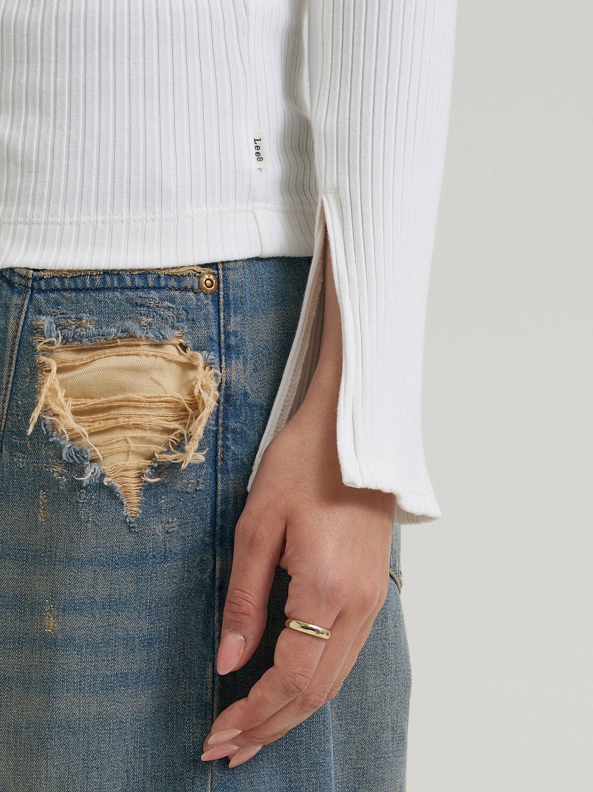 Women's Slit Sleeve Rib Knit Tee - view 3