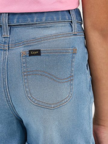 Girl's Belted Pleated Denim Short