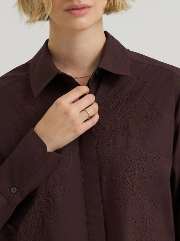 Women's Embroidered Button Down Shirt