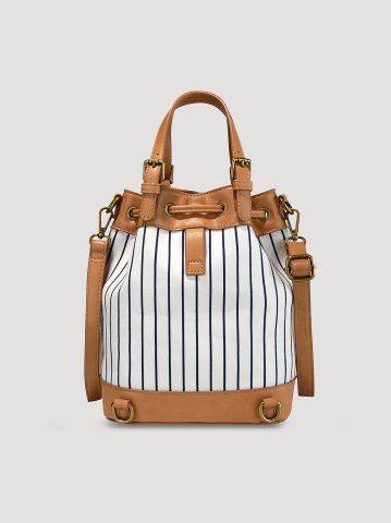 Women's Striped Bucket Backpack