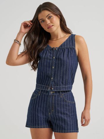 Women's V-Neck Stripe Tank Top — alternate view