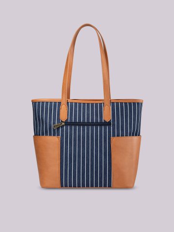 Women's Stripe Logo Tote With Side Pockets