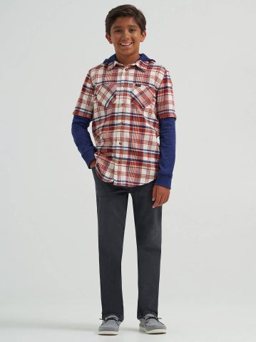 Boy's Hybrid Poplin Plaid Shirt