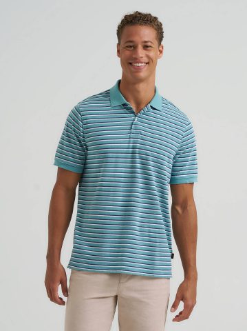 Men's Stripe Mini Pique Polo Shirt