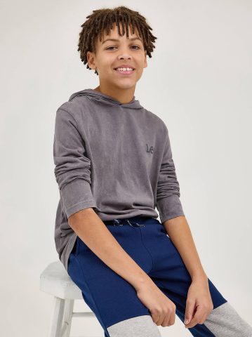 Boy's Oil Wash Hooded Jersey Logo Tee
