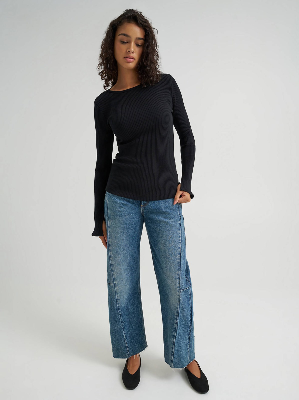 Women's Slit Sleeve Rib Knit Tee - view 5