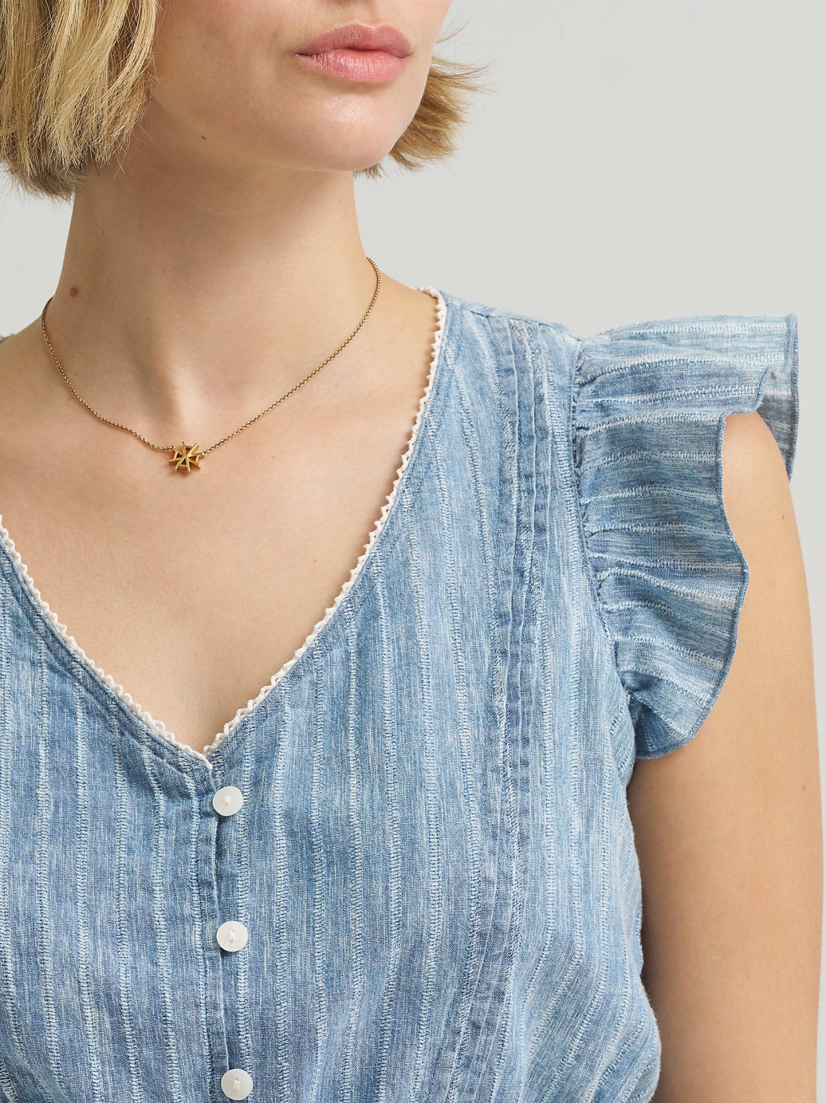 Women's V-Neck Flutter Sleeve Top - view 5