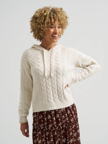 Women's Cable Knit Hooded Sweater Women's Cable Knit Hooded Sweater