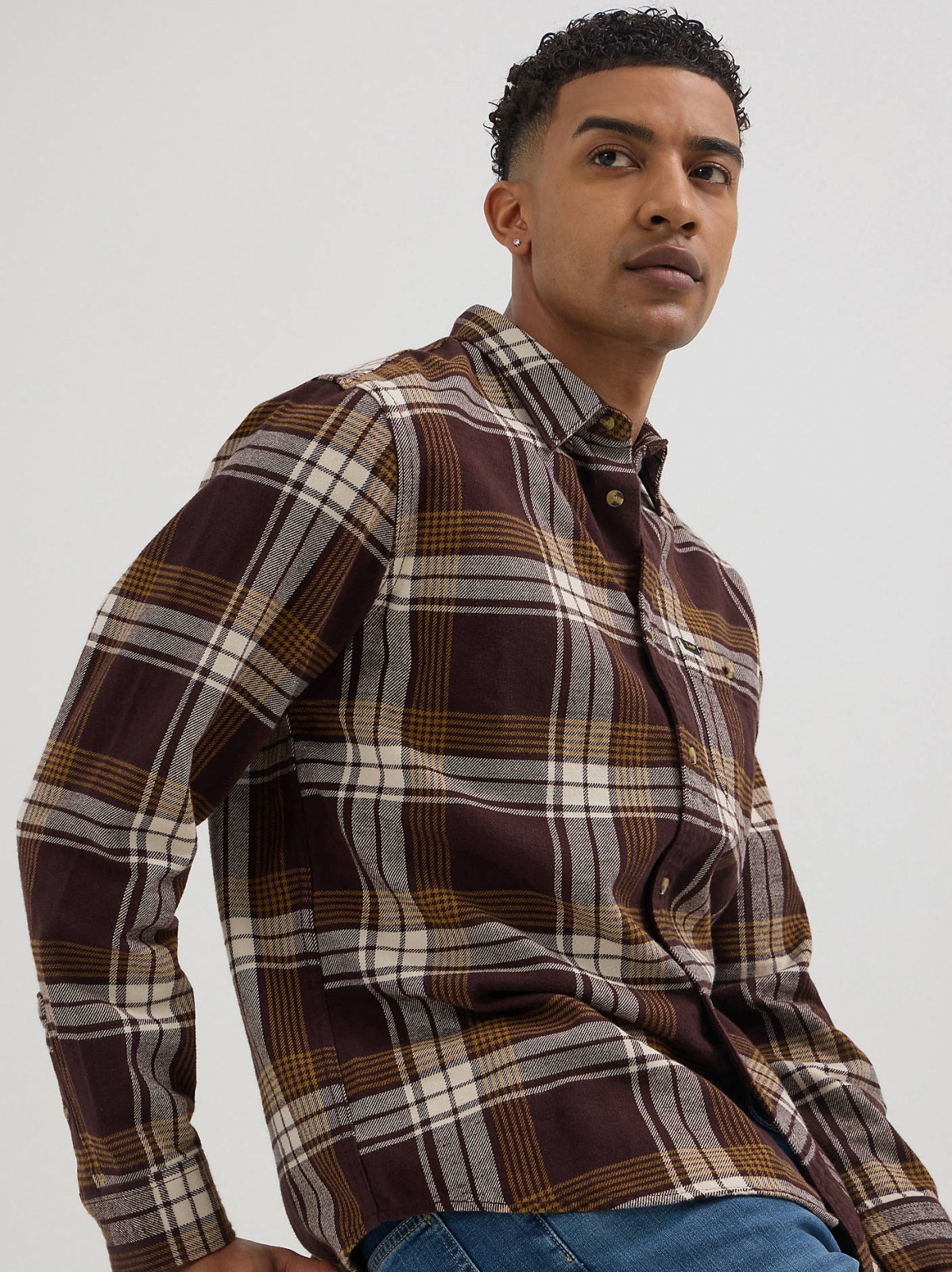 Men's Relaxed Fit Riveted Plaid Button Down Shirt - view 5
