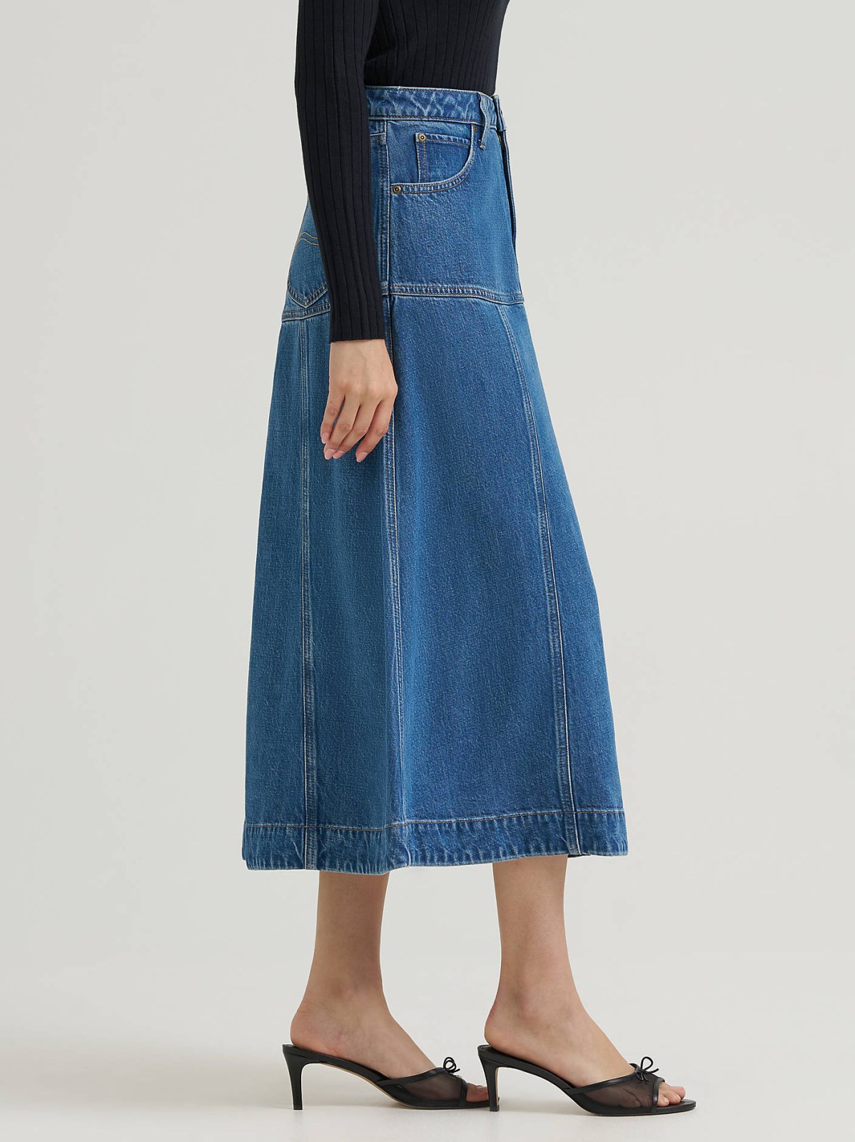 Women's LQD Seamed Denim Midi Skirt - view 5