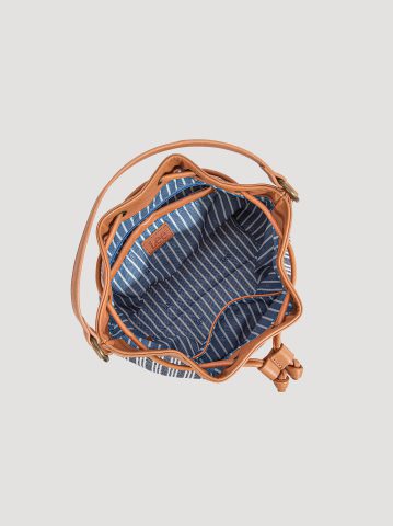 Women's Stripe Canvas Drawstring Bucket Bag