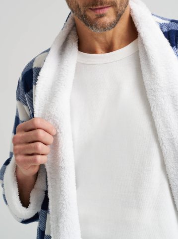 Men's Sherpa Lined Flannel Robe