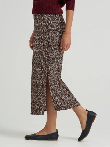 Women's Floral Midi Skirt with Side Slit