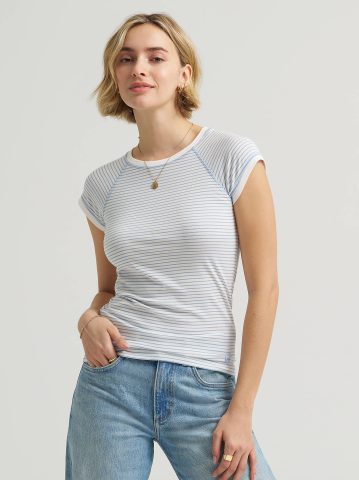 Women's Cap Sleeve Stripe Tee
