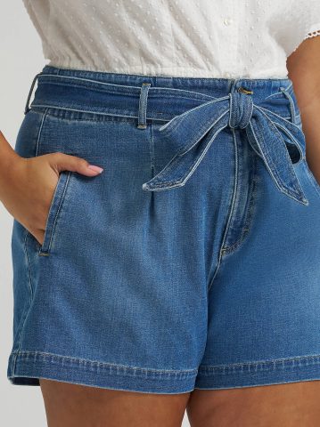 Women's High Rise Denim Bow Short (Plus)