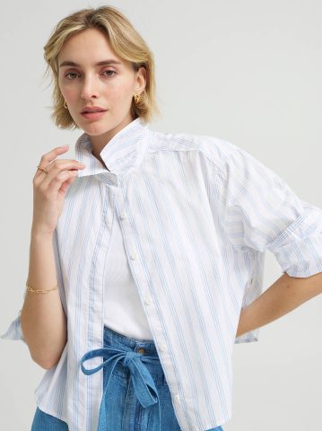 Women's Wide Cuff Stripe Button Down Shirt — alternate view