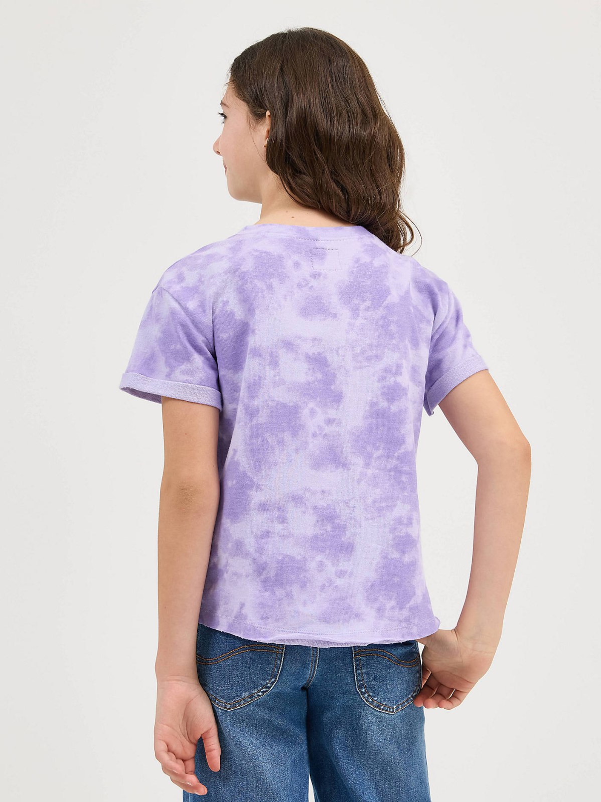 Girl's Short Sleeve Tie Dye French Terry Crop Sweatshirt - view 2