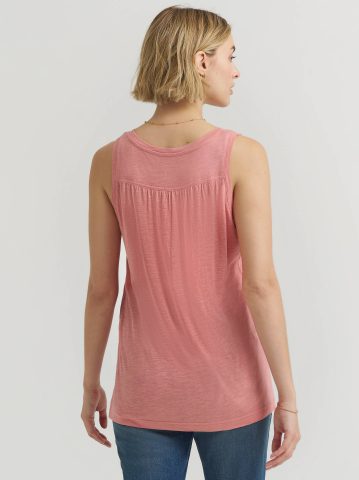 Women's Solid Scoop Neck Linen Tank Top