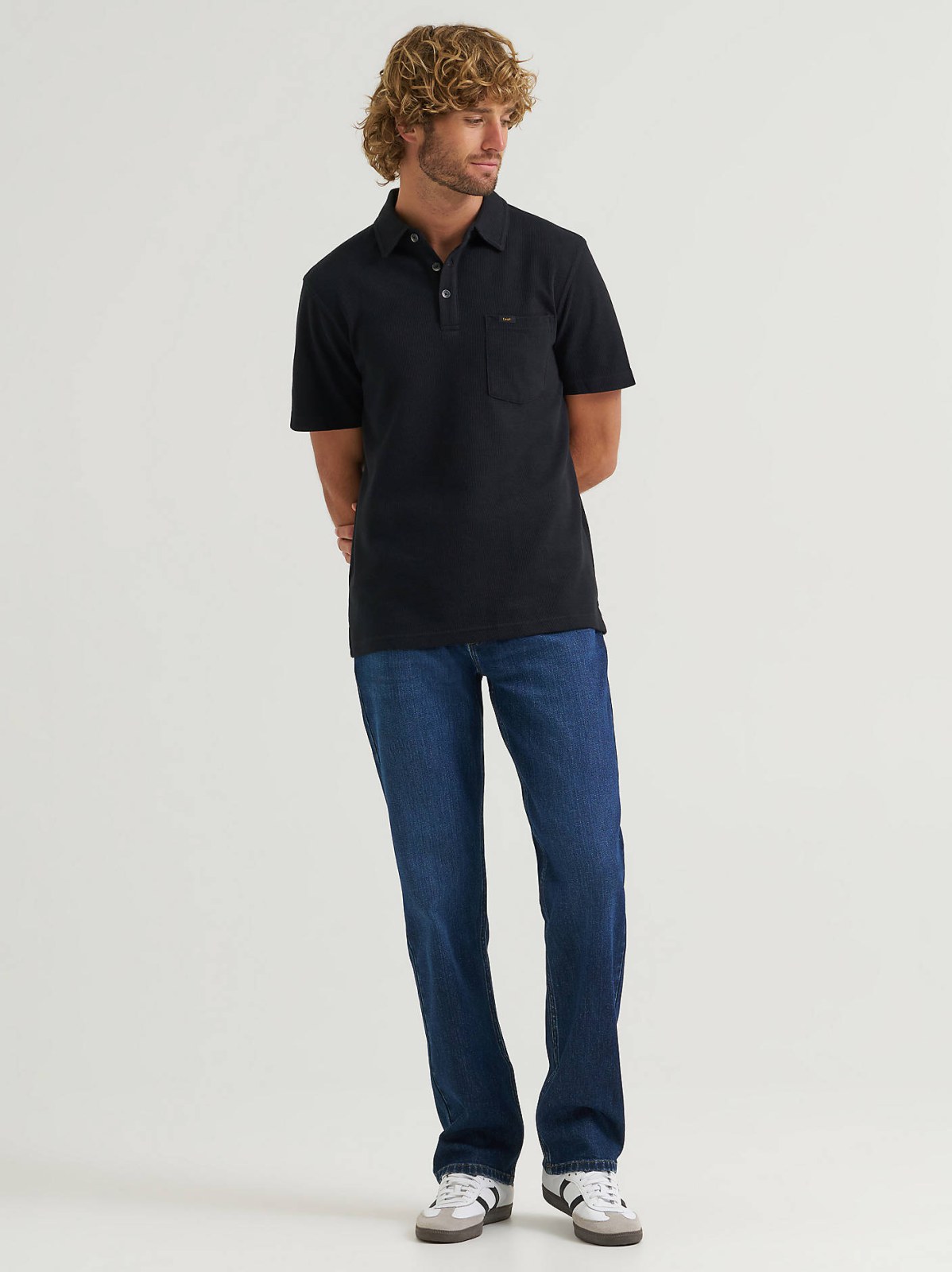 Men's Lightweight Waffle Knit Polo Shirt - view 4