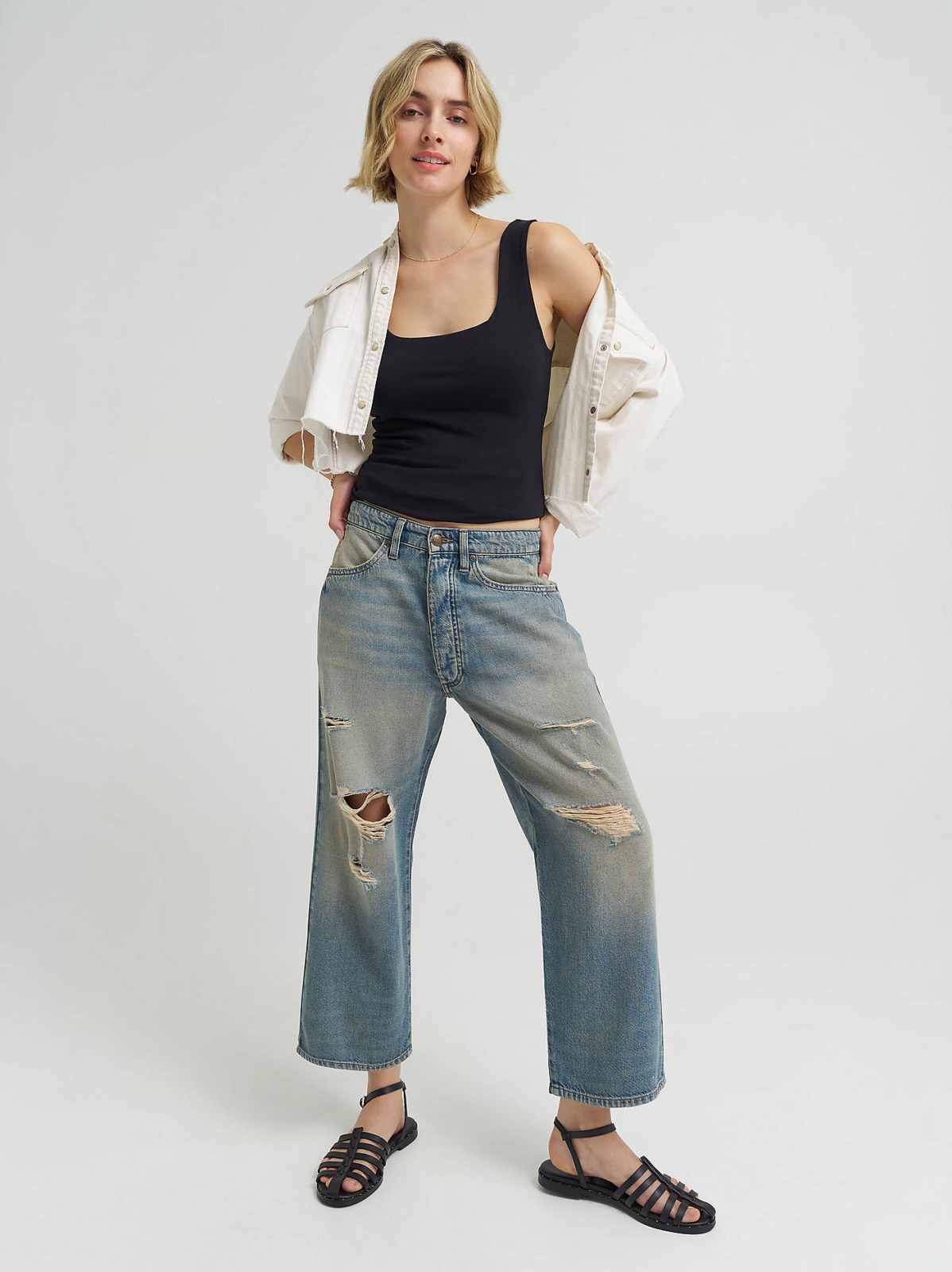 Women's Loose Crop Button-Fly Jean