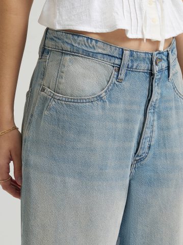 Women's Low Rise Button-Fly Darted Slouch Denim Bermuda