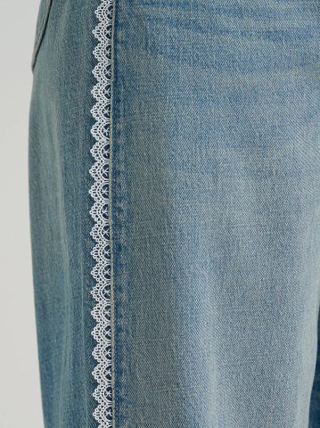 Women's Lace Side Seam Low Slung Baggy Jean