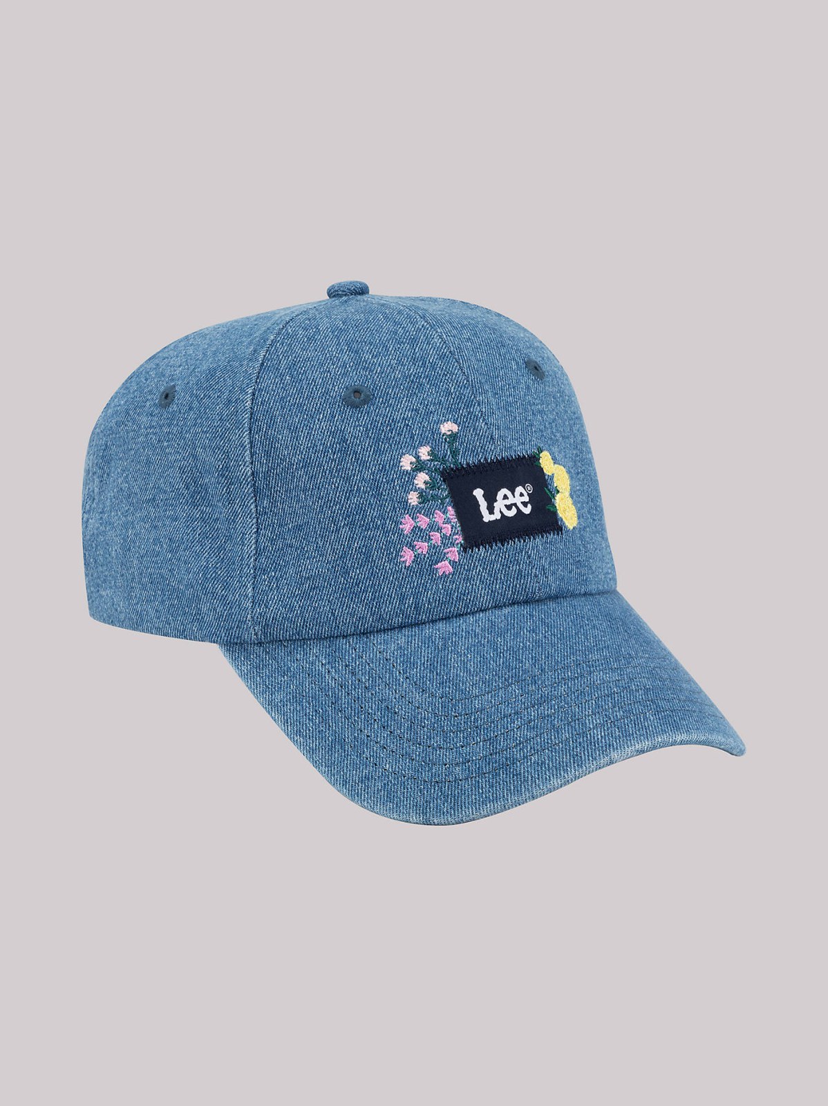 Women's Flower Embroidered Denim Dad Cap - view 3