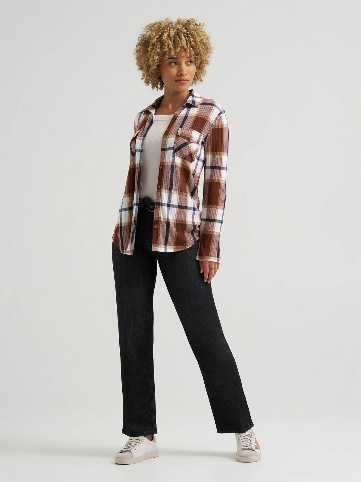 Women's Double Pocket Plaid Button Down Shirt - view 4