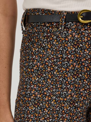 Women's High Rise Floral Print Corduroy Flare Jean