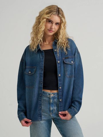 Women's Swing Back Denim Button Down Shirt Women's Swing Back Denim Button Down Shirt