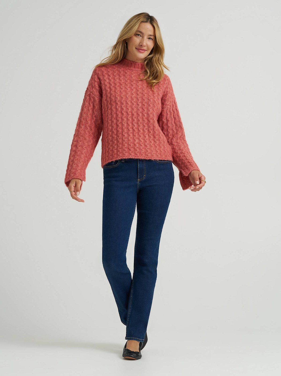 Women's Mock Neck Textured Sweater - view 4