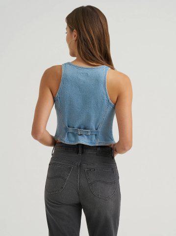 Women's Denim Bow Vest