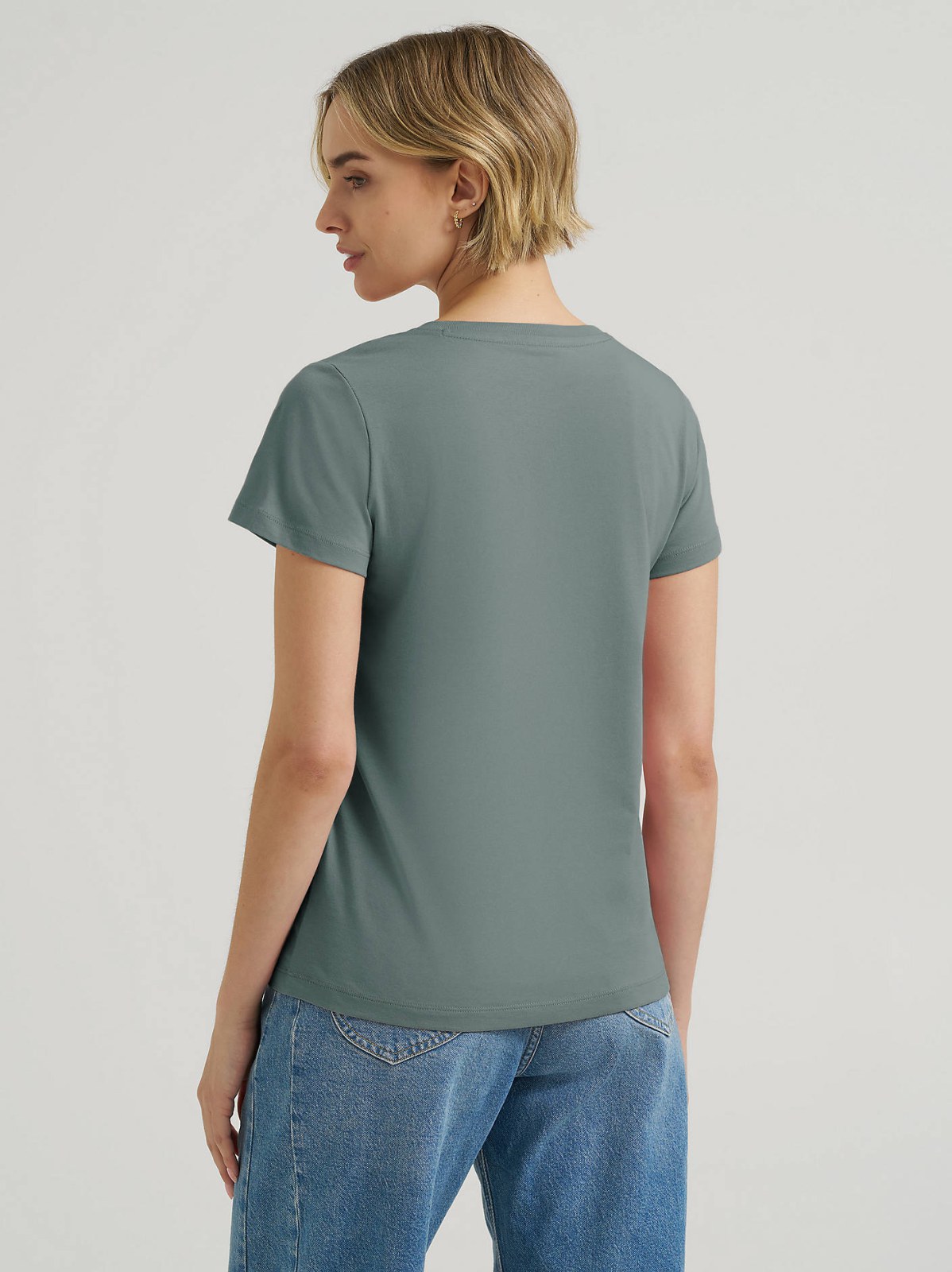 Women's Solid V-Neck Embroidered Logo Tee - view 2