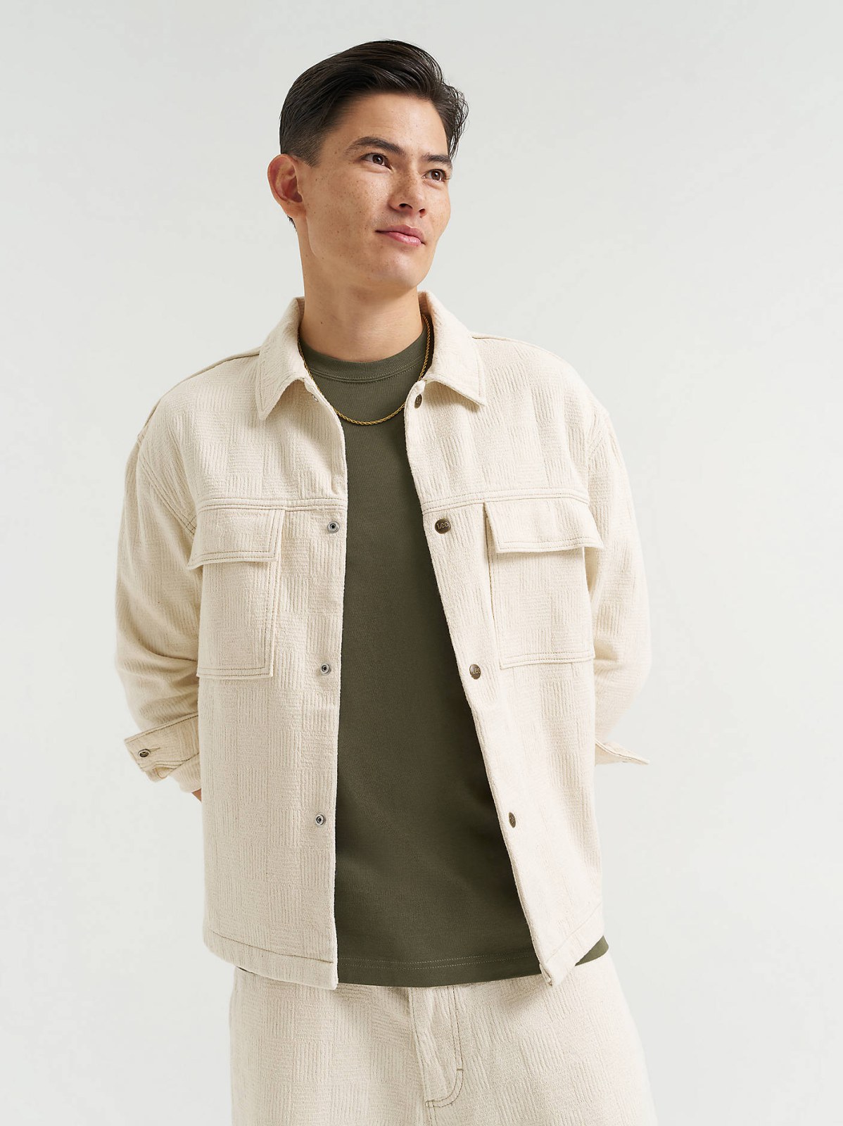 Men's Oversized Jacquard Snap Front Shirt - view 2