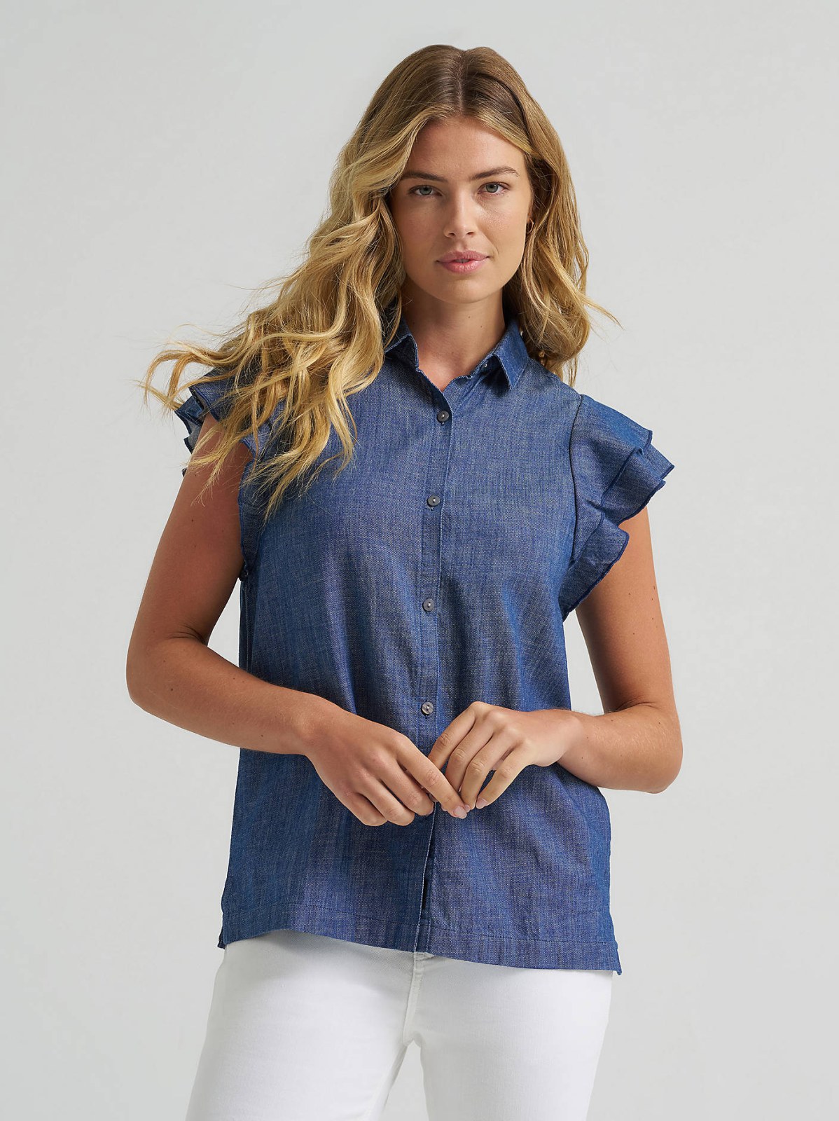 Women's Legendary Flutter Sleeve Button Down Shirt